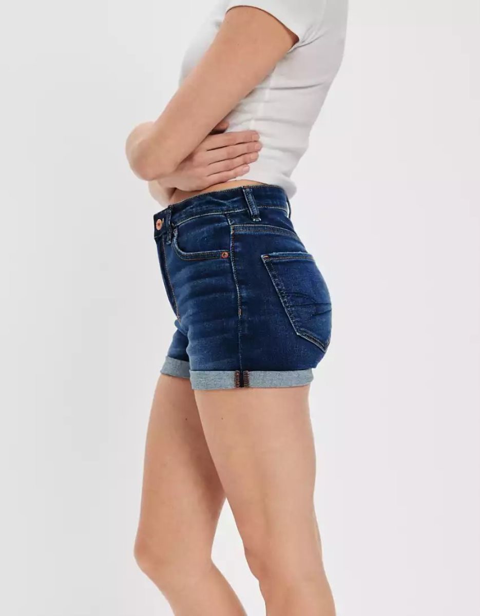 Shorts American Eagle AE Ne(x)t Level Super High-Waisted Denim Indigo Lavage Femme | TWJ-81673127